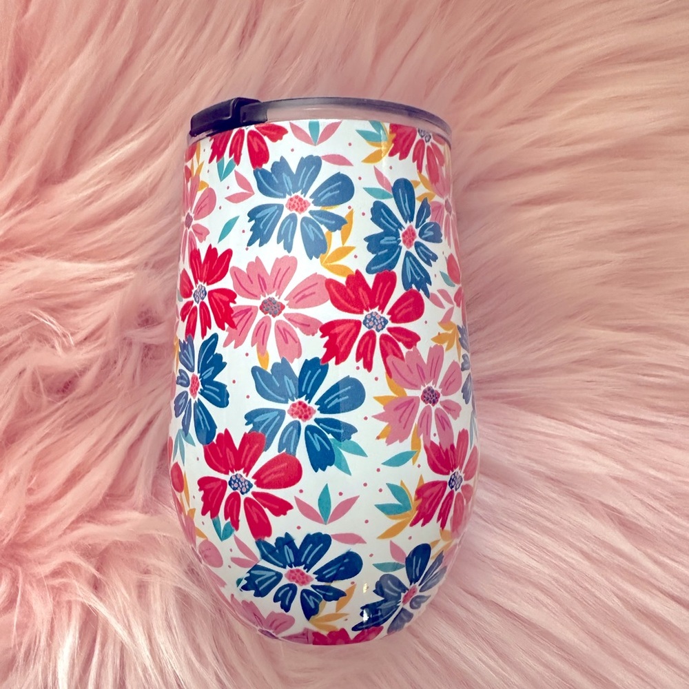 Floral Stainless Steel Wine Tumbler